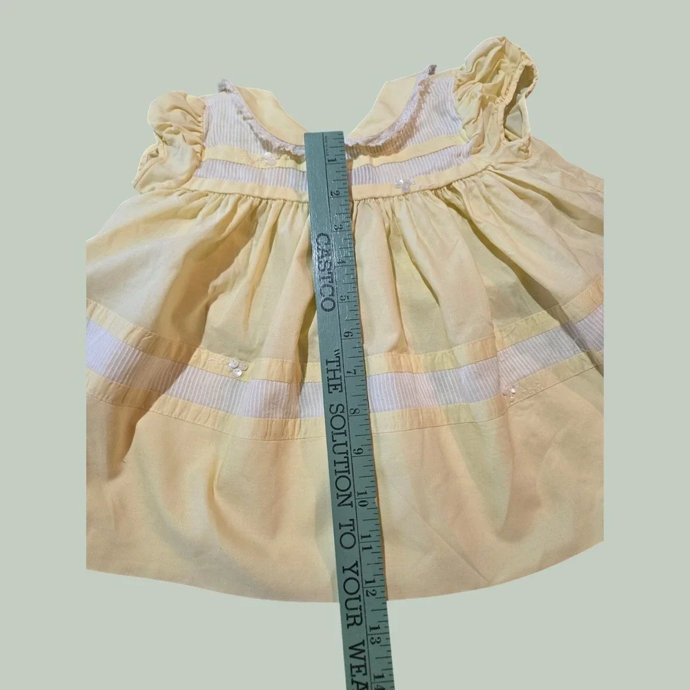 Baby Togs Vintage Sun Dress Kids 18M Yellow Peter Pan Collar Lace Trim